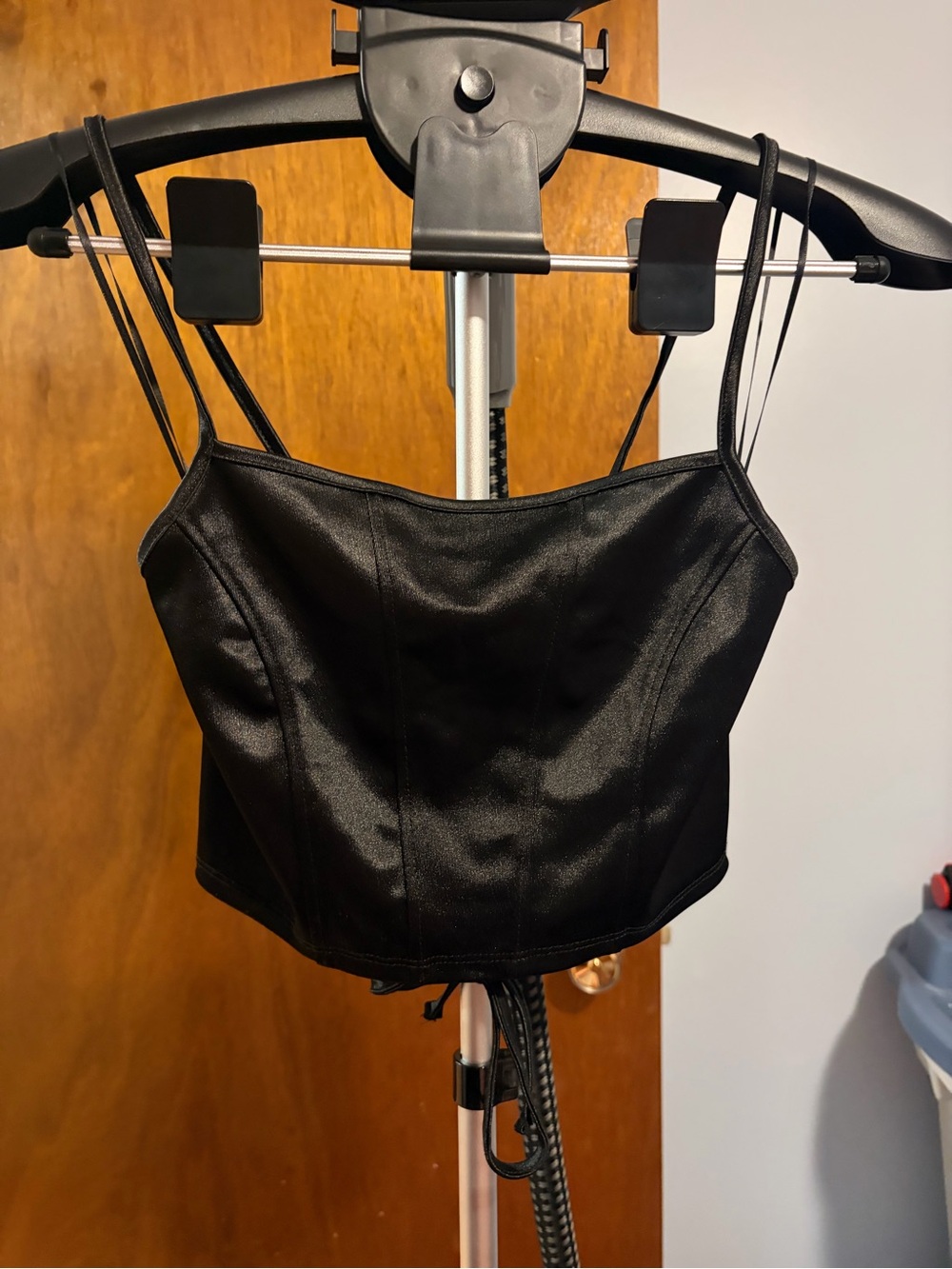 Black Satin Corset Crop Top